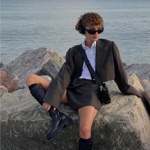 Vintage Reworked Cropped Blazer Set